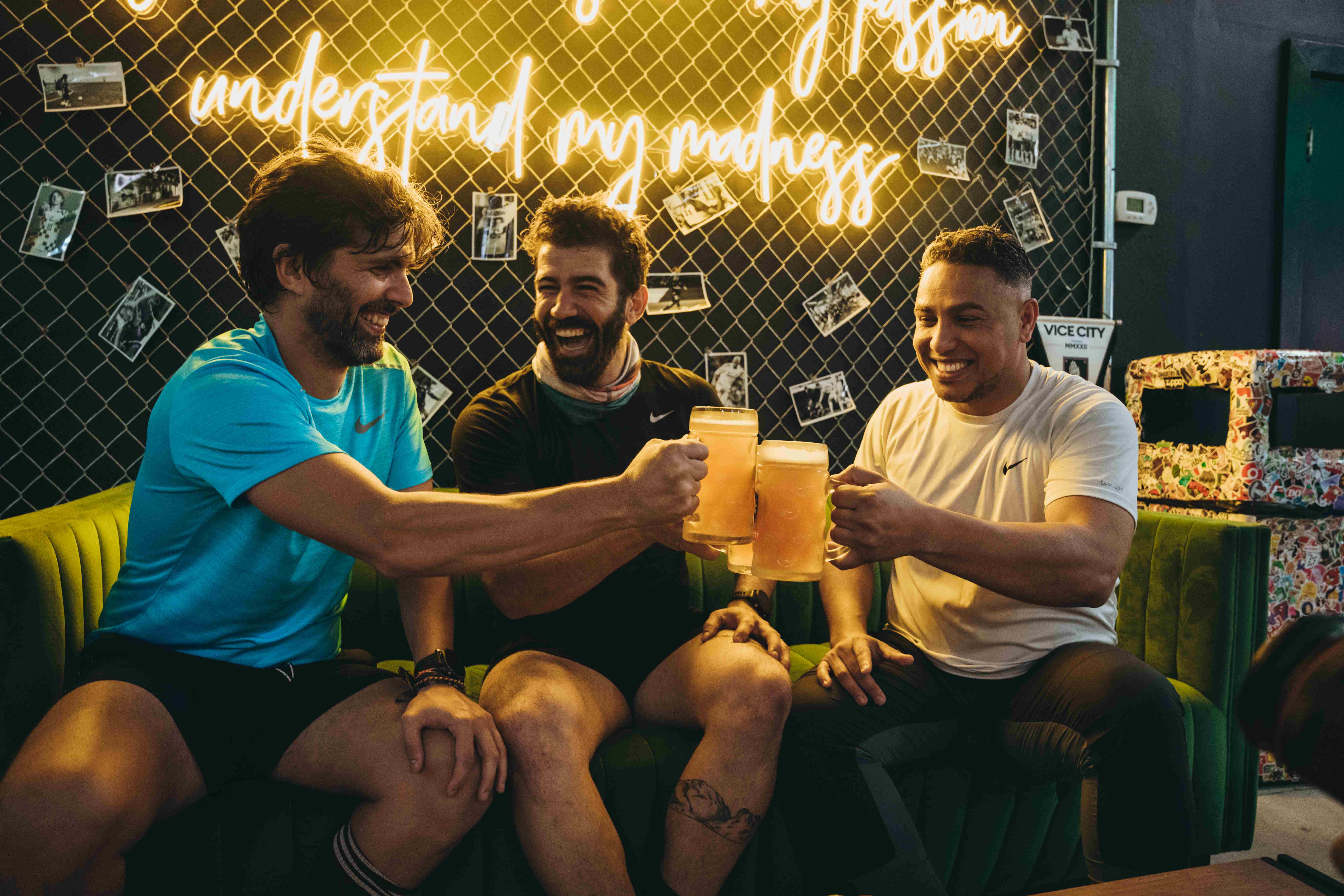 Friends enjoying beer at our sports bar